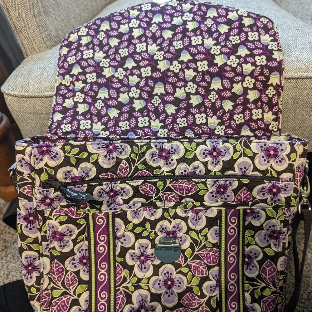 Vera Bradley Laptop Bag Purple Petal 14x12x4